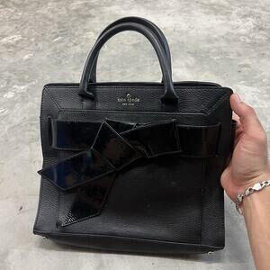 Kate Spade Bow Valley Rosa Leather Satchel Handbag Purse Black